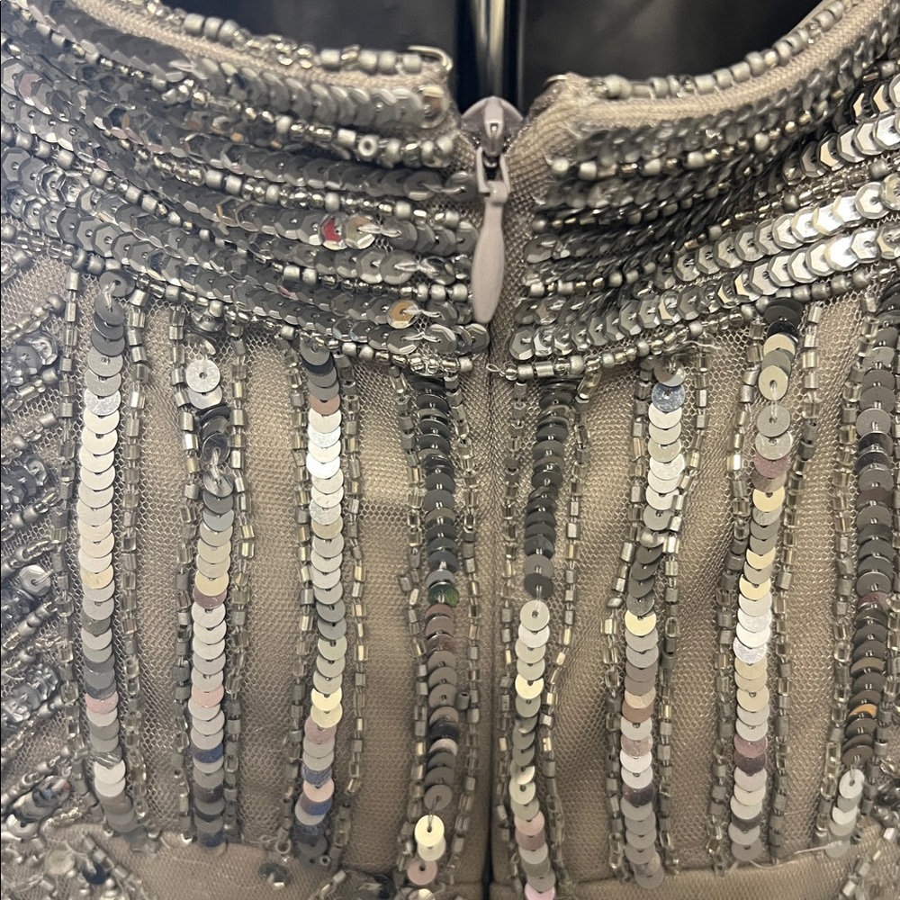 Silver Beaded Cocktail Dress - Picture 5 of 7